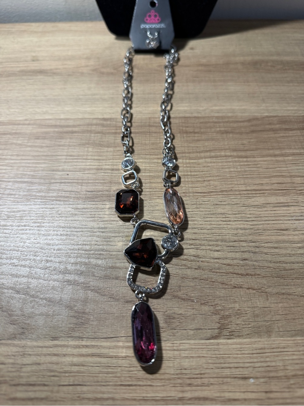 paparazzi Silver Necklace with Garnet, Rose and Amethyst Accents